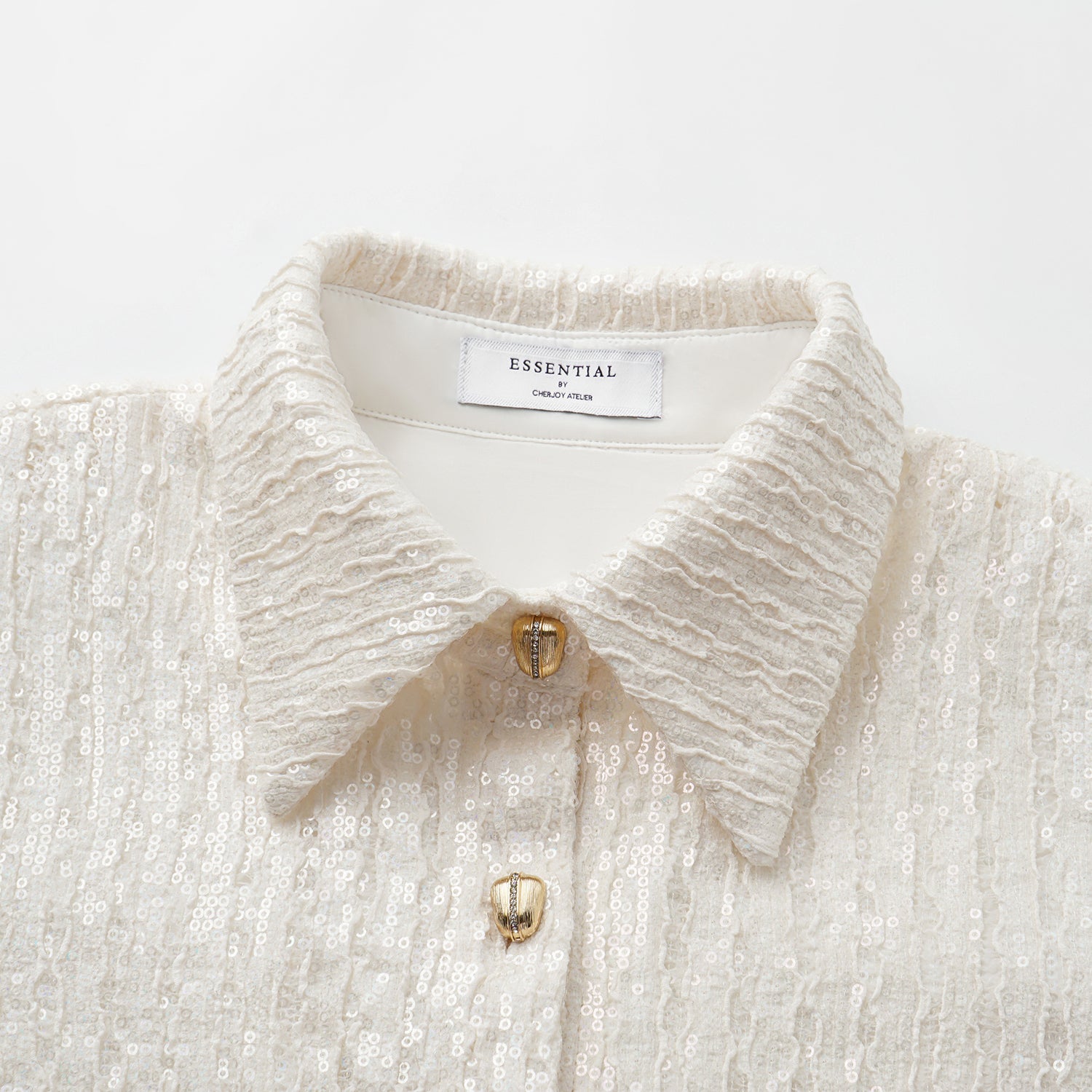 "Weekend at Monaco." 鏤花工藝亮片蕾絲襯衫—Moonlit Luster 盧卡月光