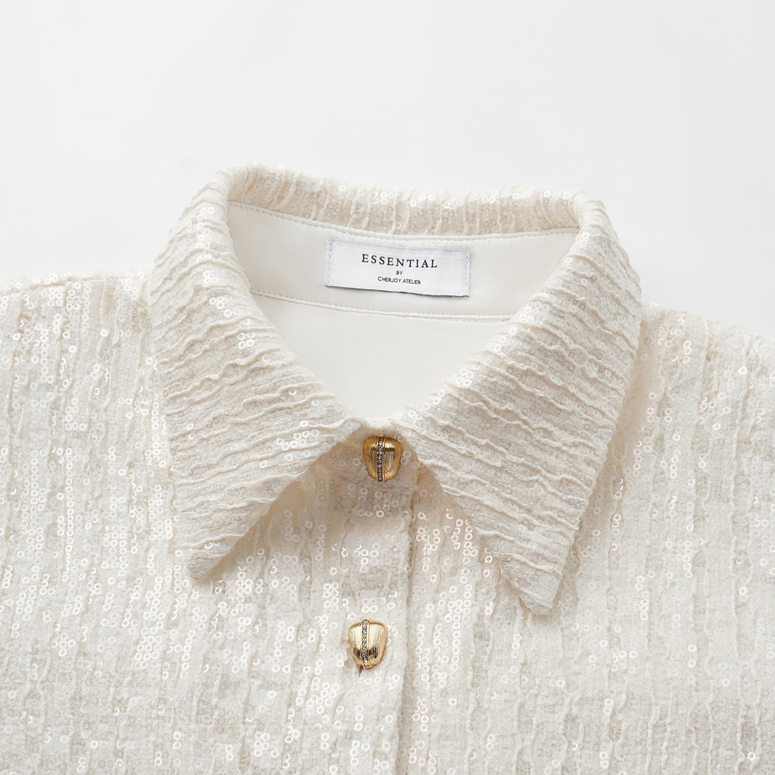 "Weekend at Monaco." 鏤花工藝亮片蕾絲襯衫—Moonlit Luster 盧卡月光