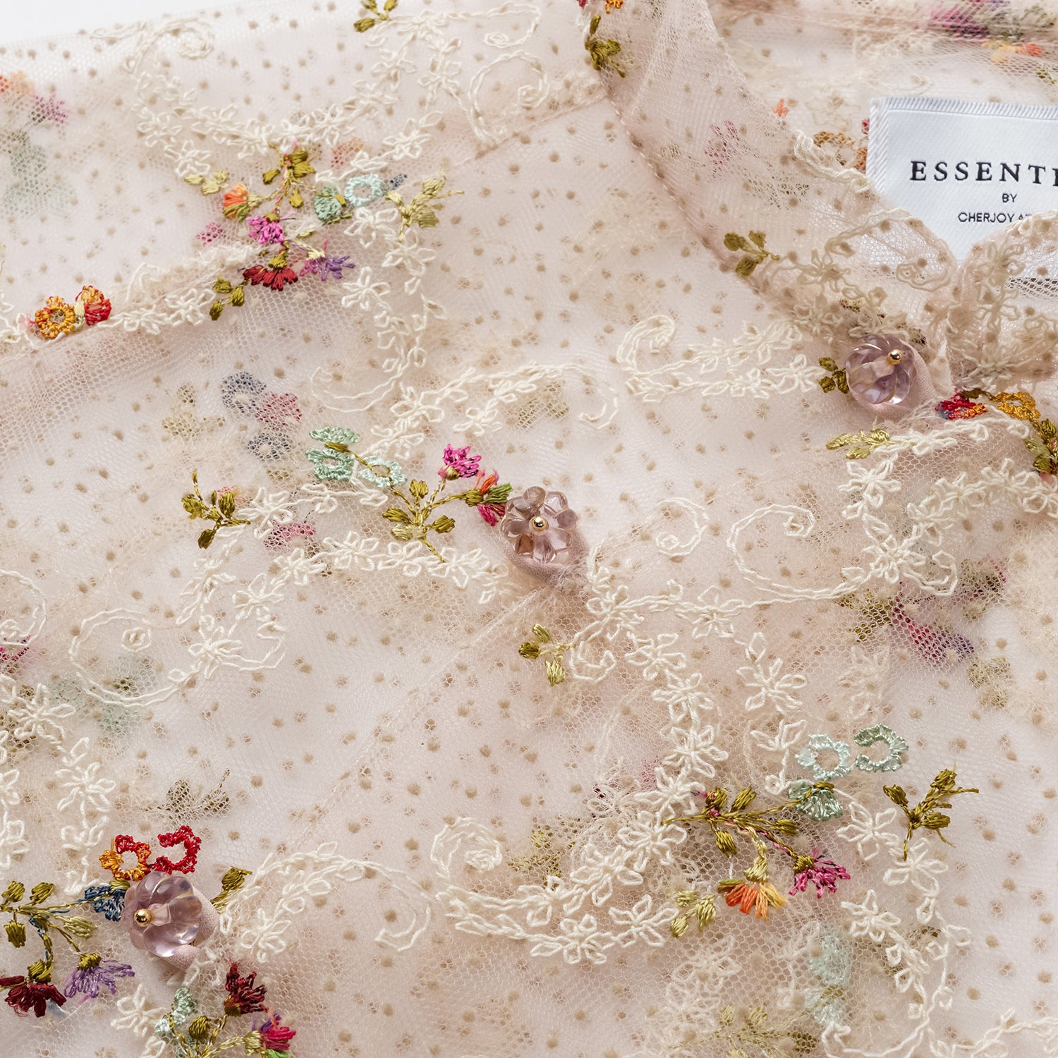 "春裳雅集"法國立體刺繡輕國風蕾絲上衣—Solstice Bloomflare夏夢煙花