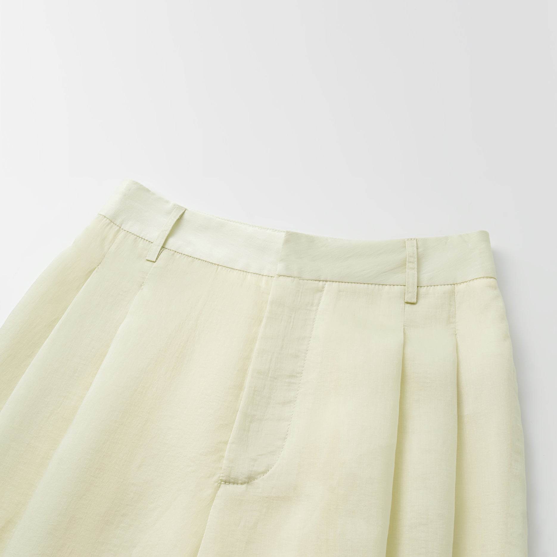 “知性時刻” 天絲緞面雪紡立體剪裁長褲—鵝黃