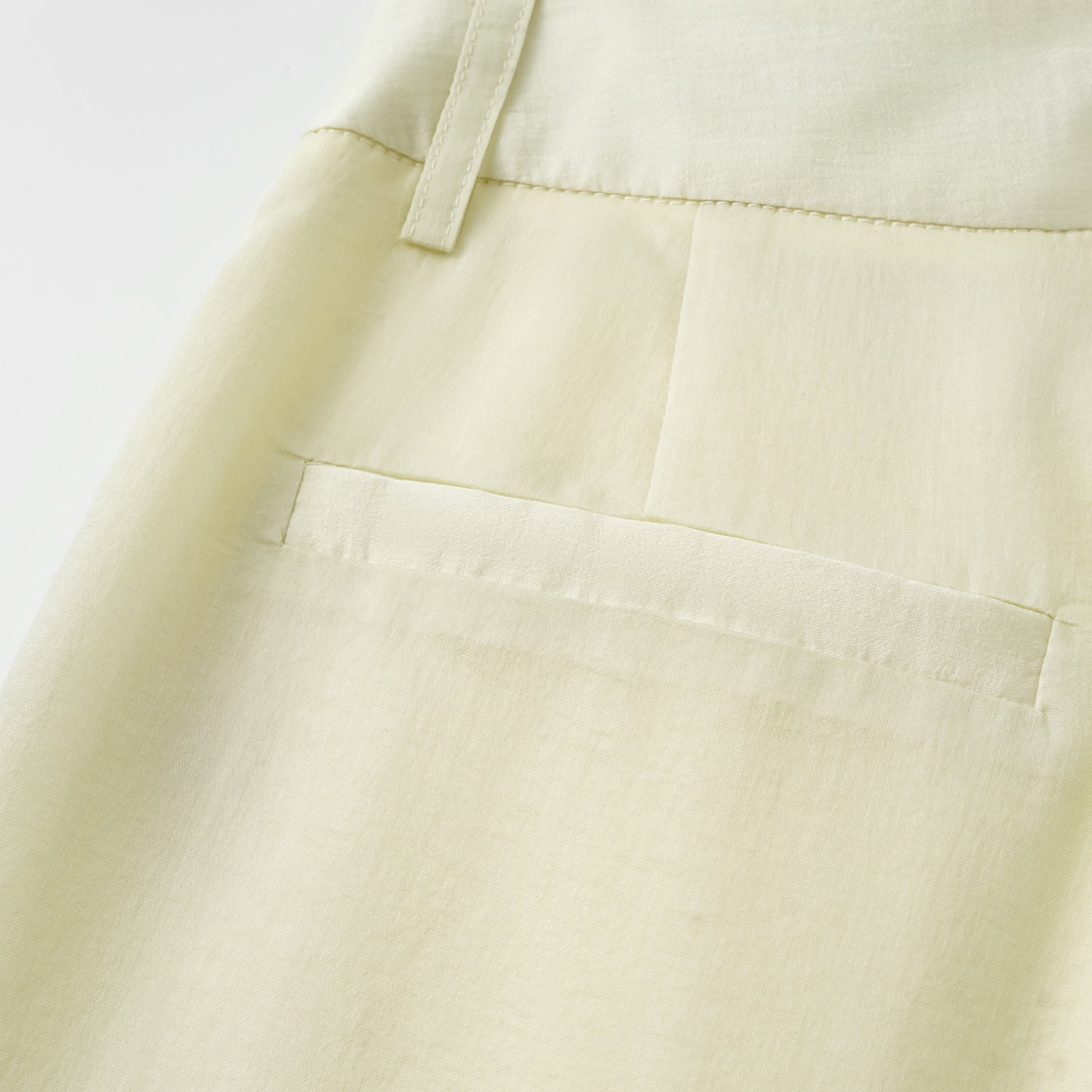 “知性時刻” 天絲緞面雪紡立體剪裁長褲—鵝黃