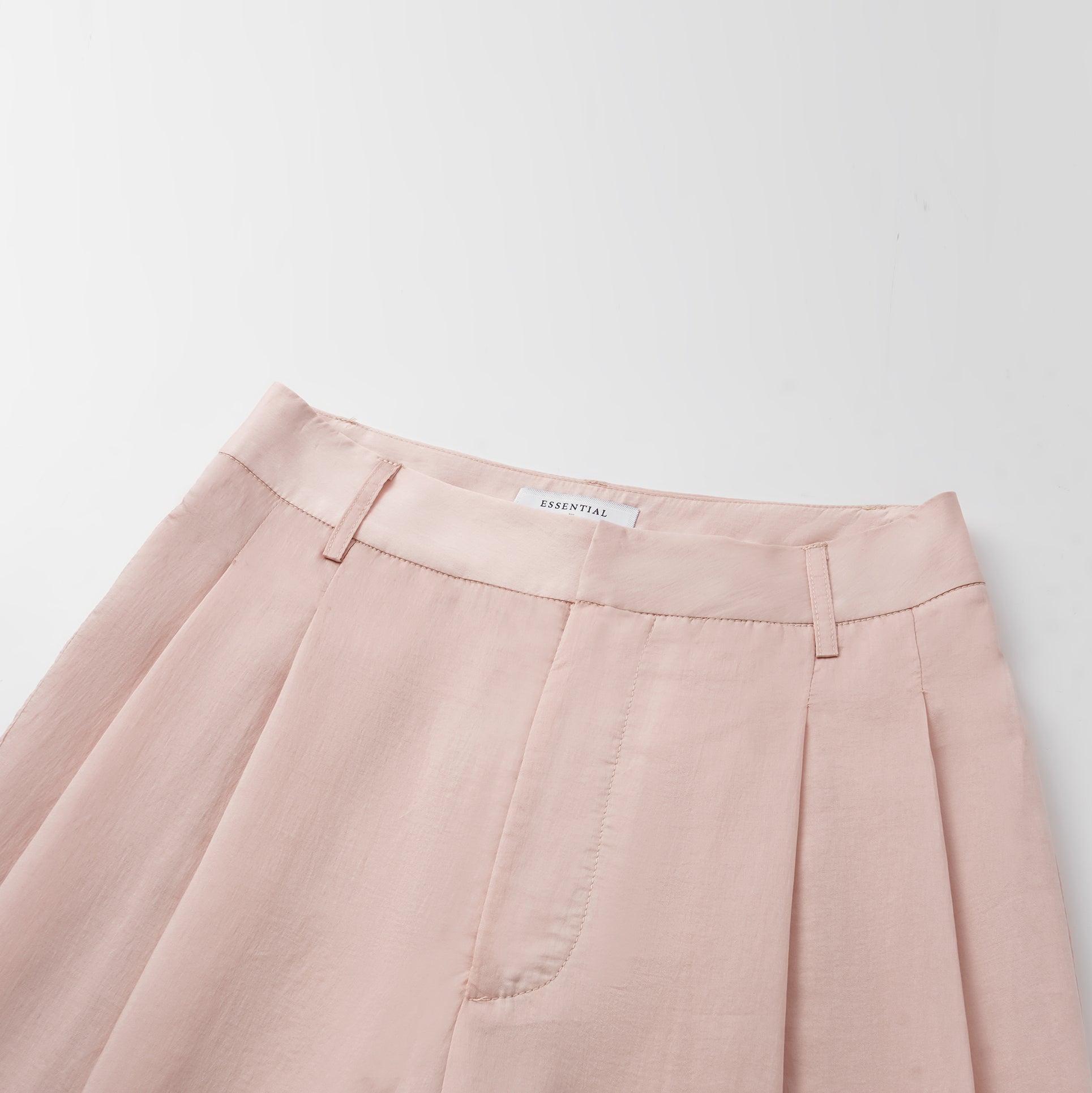 “知性時刻” 天絲緞面雪紡立體剪裁長褲—薔薇粉
