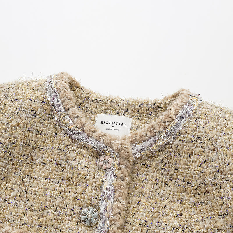 "Winter Versailles" Tweed Jacket - Purple/Gold 