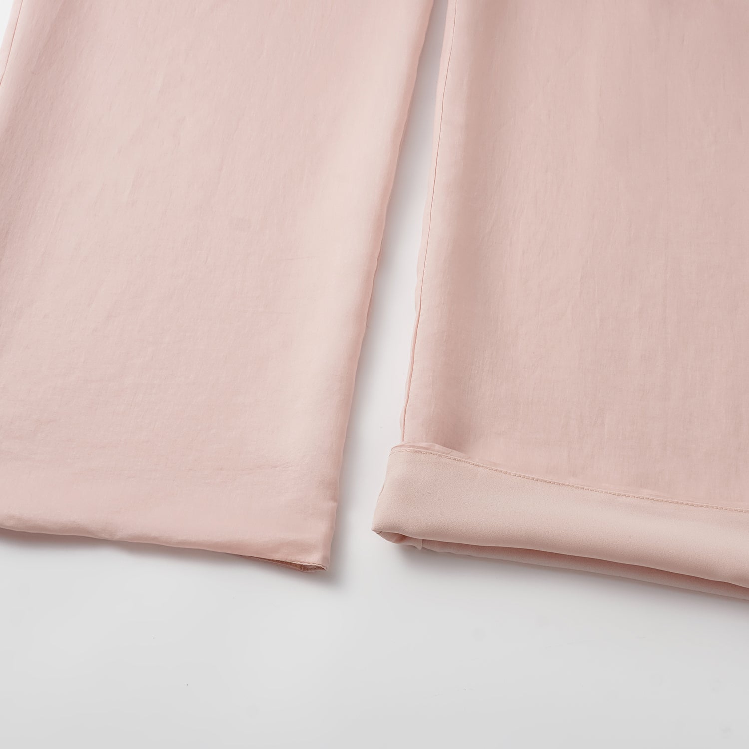 “知性時刻” 天絲緞面雪紡立體剪裁長褲—薔薇粉