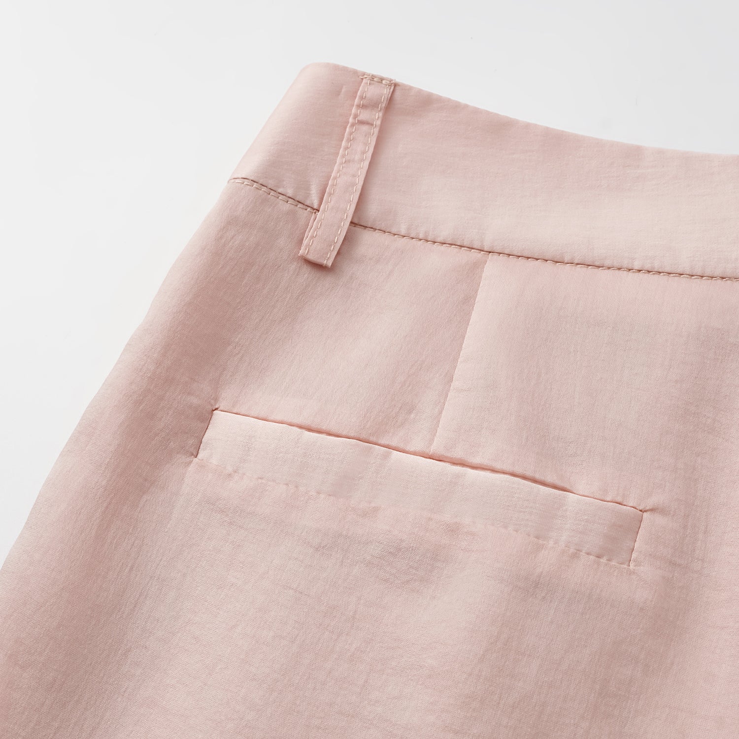 “知性時刻” 天絲緞面雪紡立體剪裁長褲—薔薇粉