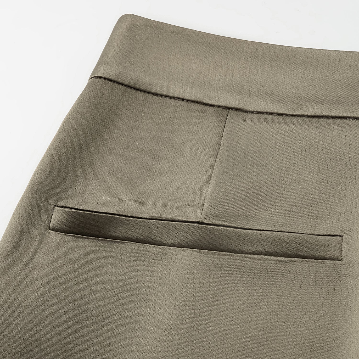 "Imperial Garden Teatime" 緞面醋酸喇叭褲—春綠