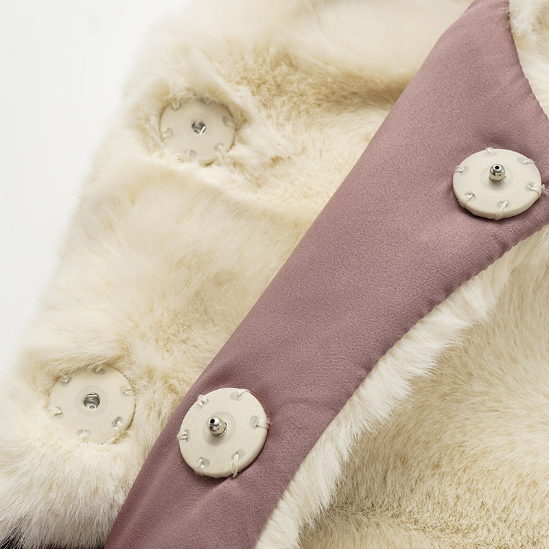 "Imperial Gala" Tech Fur Chinese Style Vest - Platinum Beige 