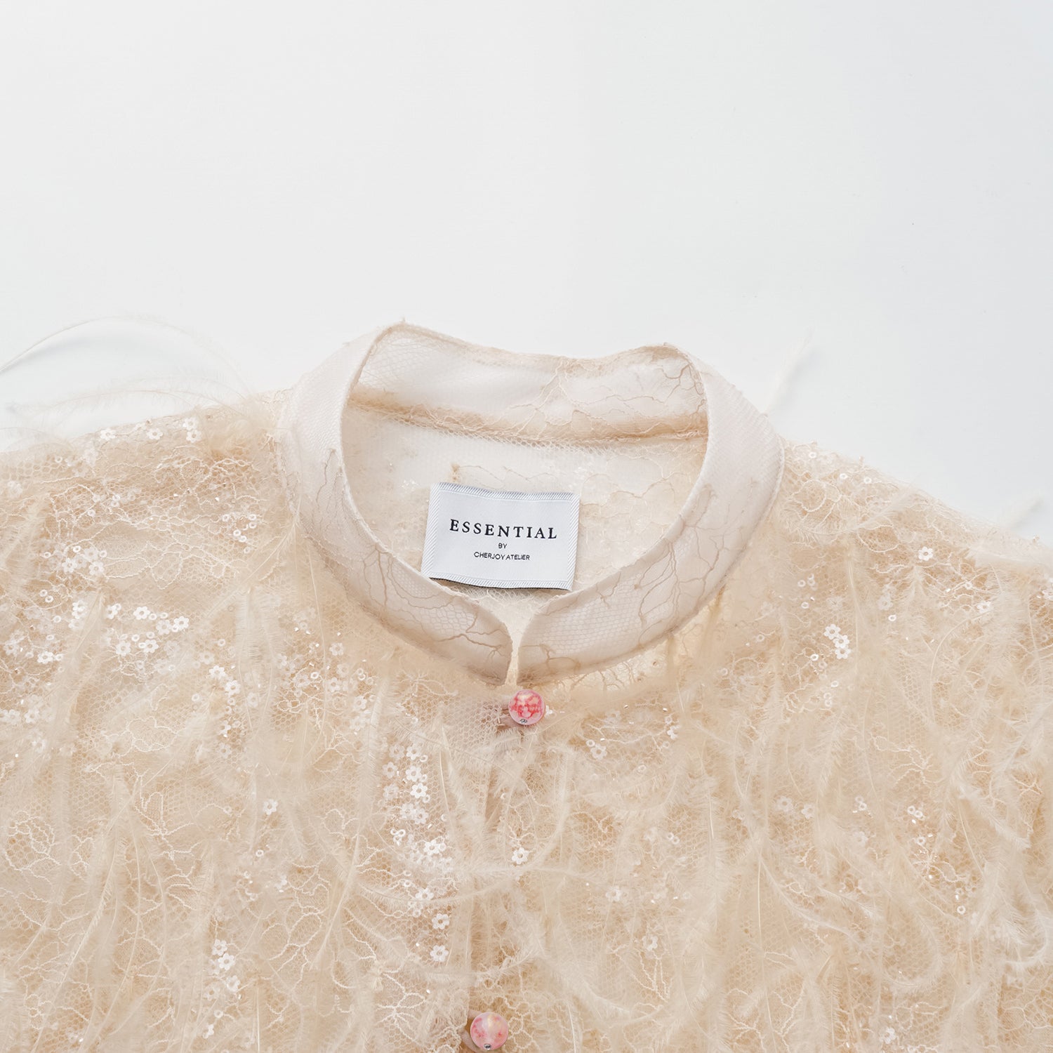 "Imperial Garden Teatime."珠繡羽毛工藝輕國風馬甲背心—Veloura Elixir羽金瑰夏