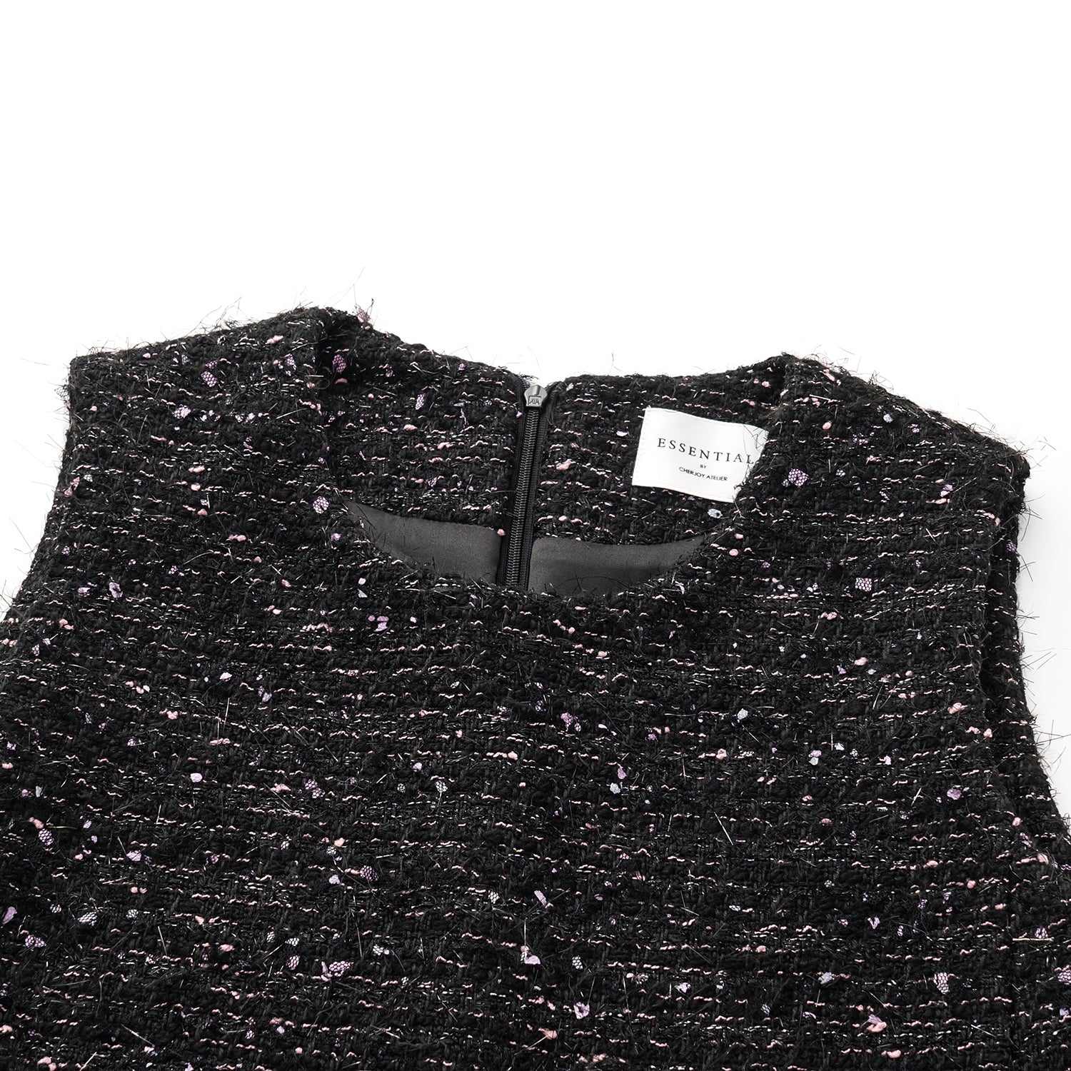 "Brunch at Ritz" Tweed A-line Dress—Hidden Pink 