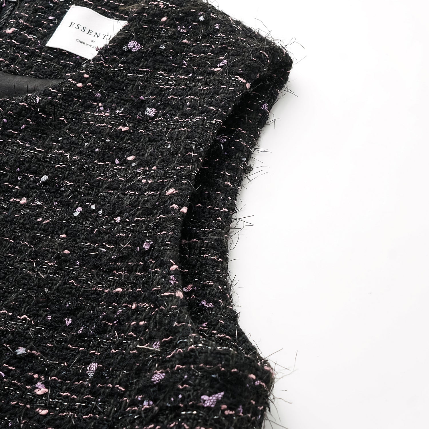 "Brunch at Ritz" Tweed A-line Dress—Hidden Pink 