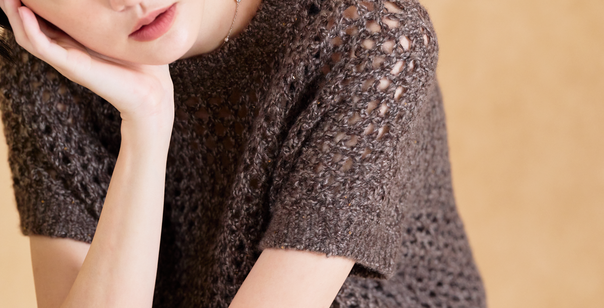 “璀璨日常 Effortless Radiance • 可可 Cocoa” 真絲 Cashmere 鏤空亮片編織針織上衣