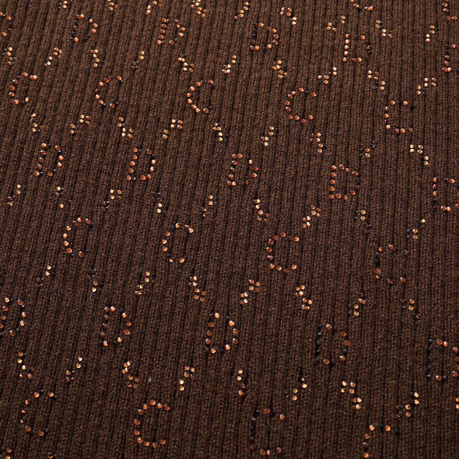 “Autumn Diary” 100% Cashmere立體鑽飾Monogram嵌花針織背心—Mocha Truffle摩卡松露