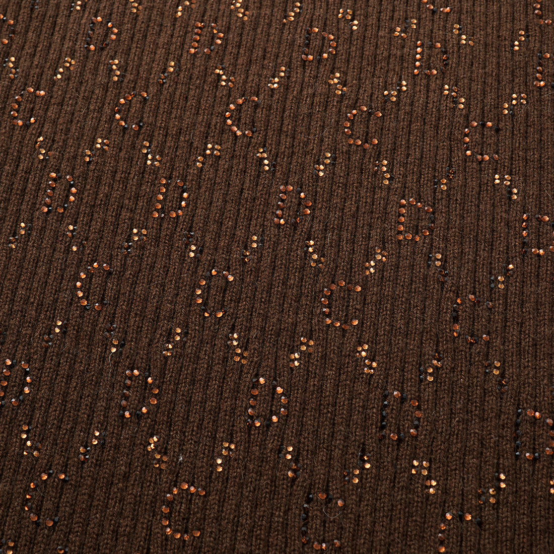 “Autumn Diary” 100% Cashmere立體鑽飾Monogram嵌花針織背心—Mocha Truffle摩卡松露