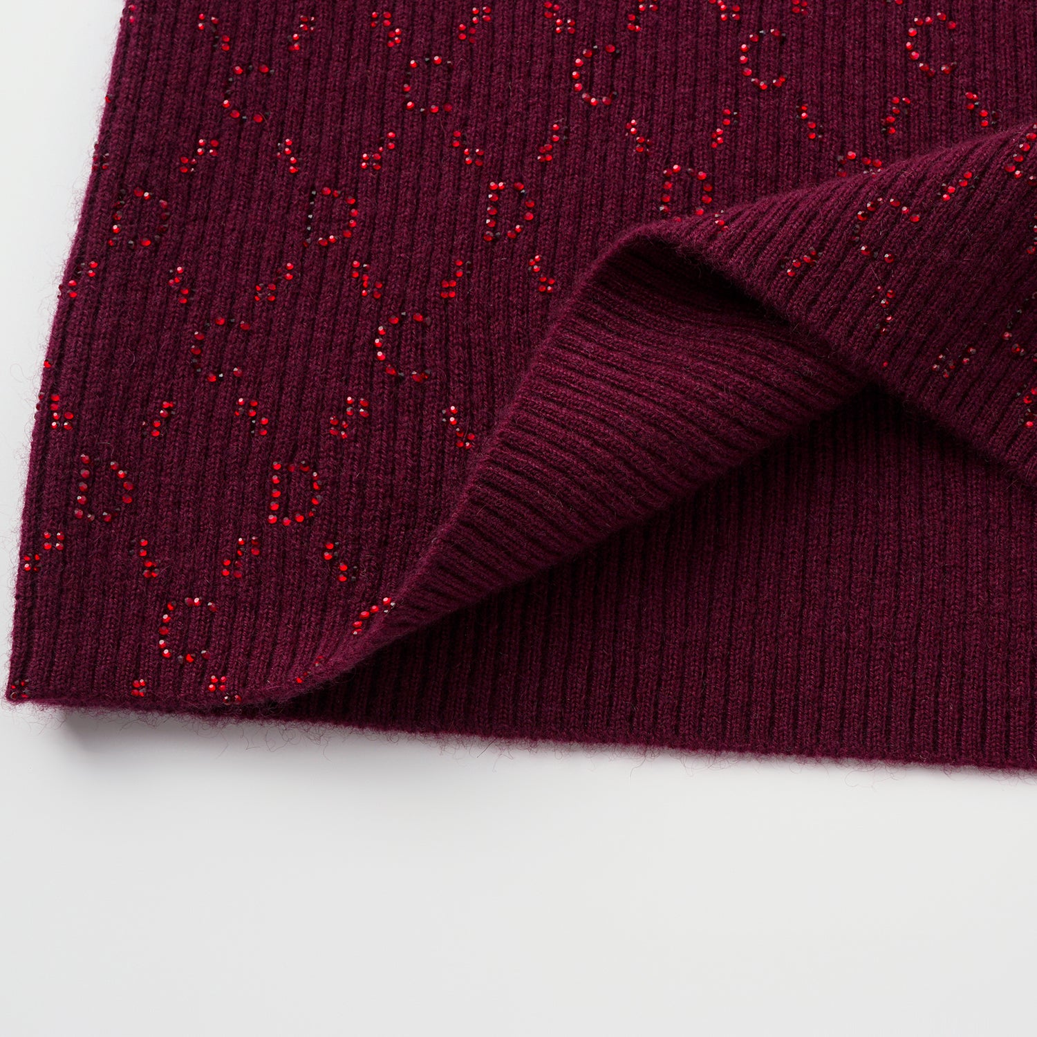 “Autumn Diary” 100% Cashmere立體鑽飾Monogram嵌花針織背心—Raspberry Jam野莓凝香