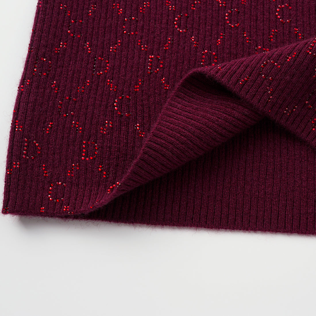 “Autumn Diary” 100% Cashmere立體鑽飾Monogram嵌花針織背心—Raspberry Jam野莓凝香