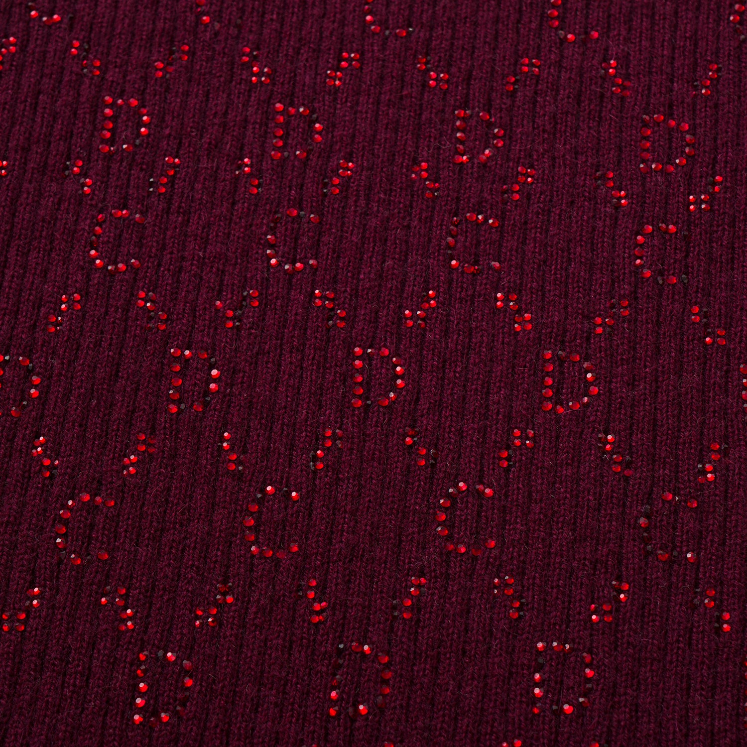 “Autumn Diary” 100% Cashmere立體鑽飾Monogram嵌花針織背心—Raspberry Jam野莓凝香