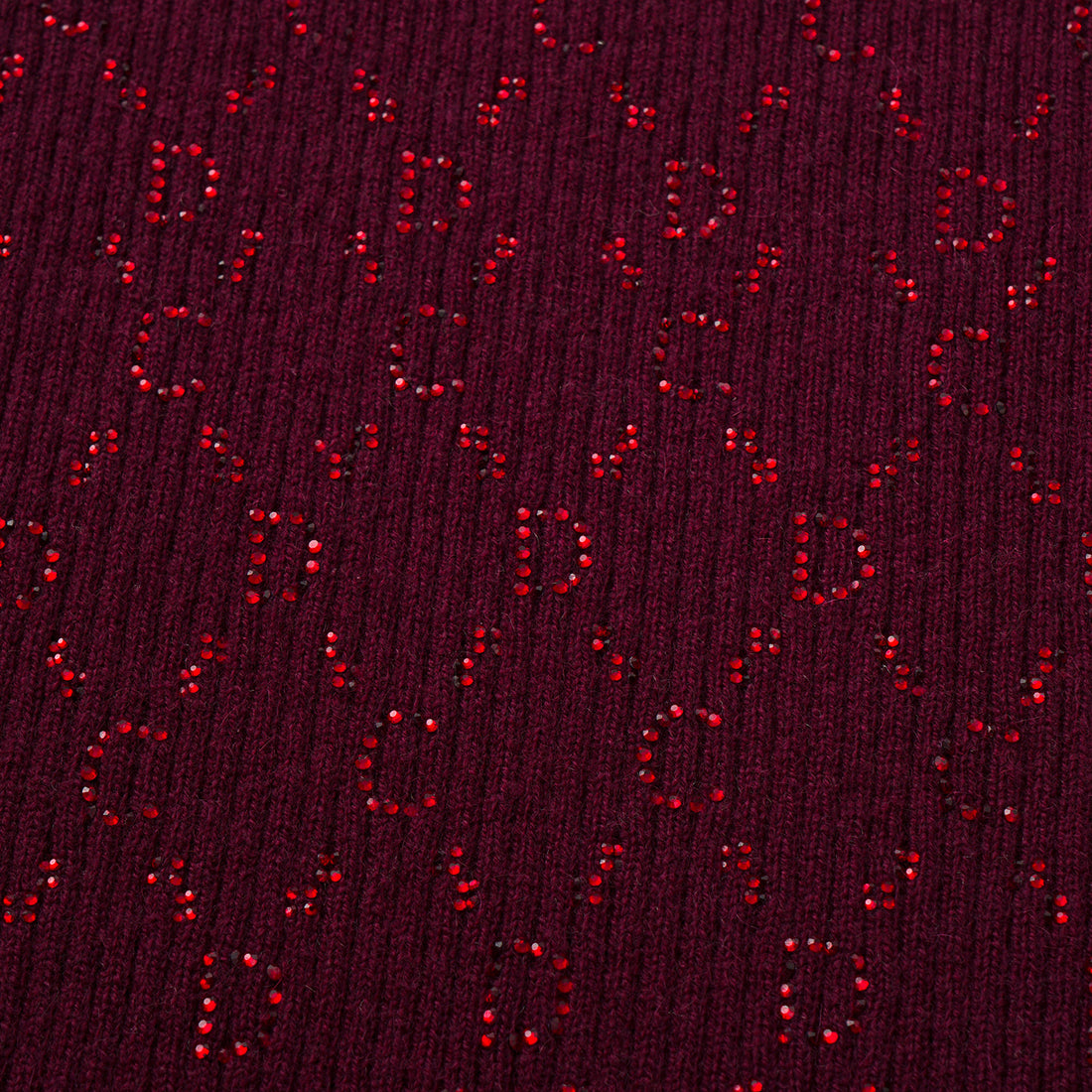 “Autumn Diary” 100% Cashmere立體鑽飾Monogram嵌花針織背心—Raspberry Jam野莓凝香