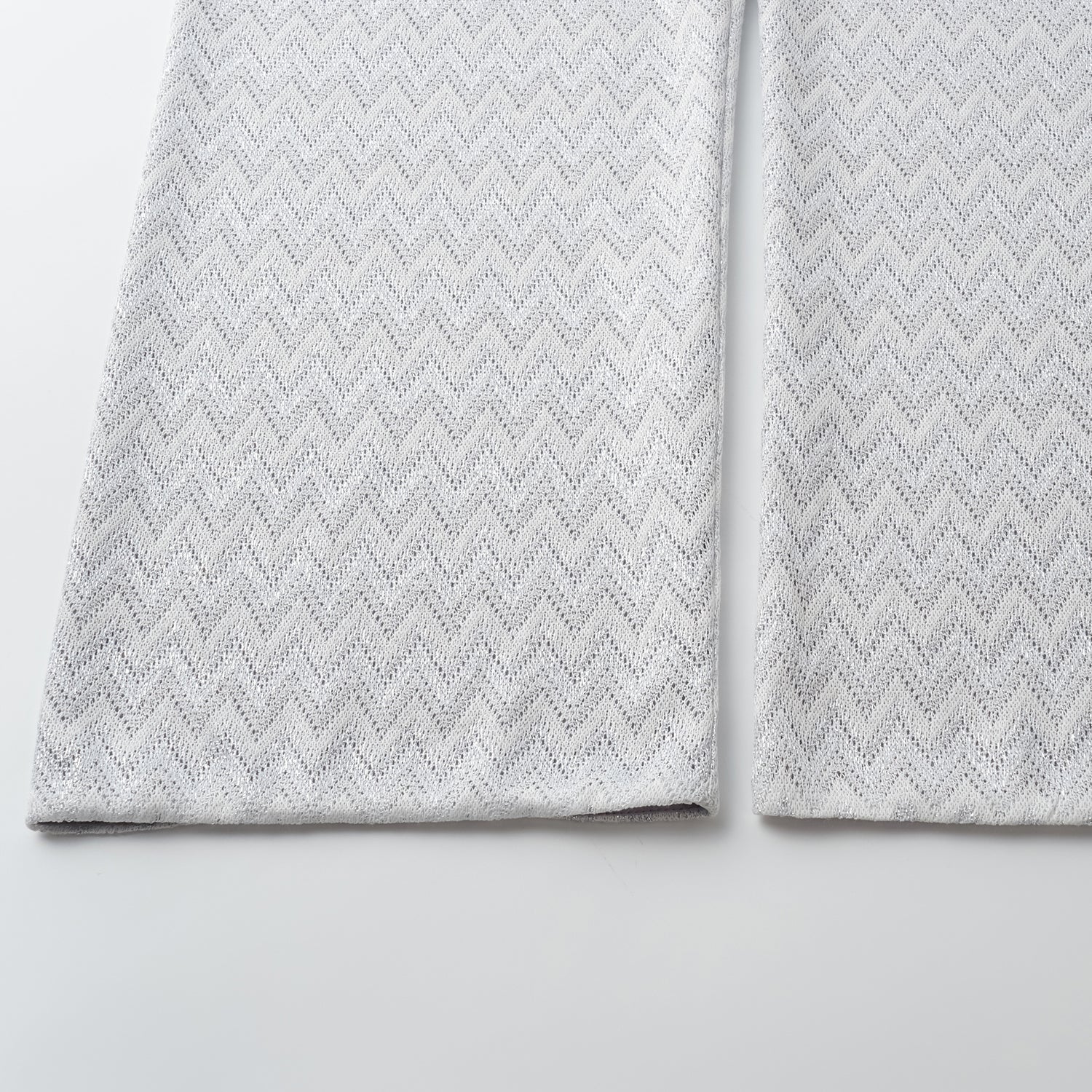 “Summer Diary”義大利Chevron山形銀燦織紋針織長褲—Hazy Vale煙嵐悠境