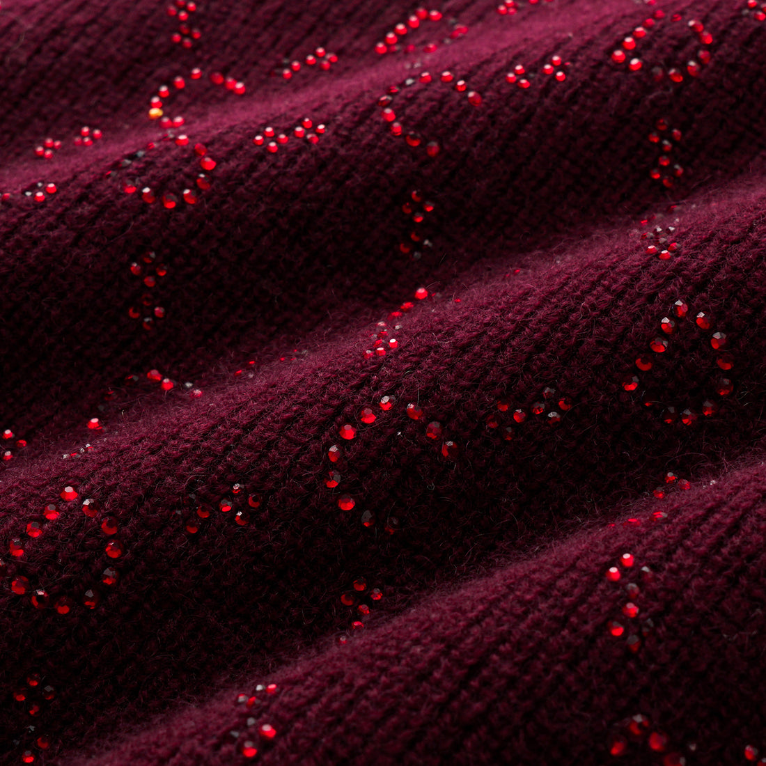 “Autumn Diary” 100% Cashmere立體鑽飾Monogram嵌花針織外套—Raspberry Jam野莓凝香