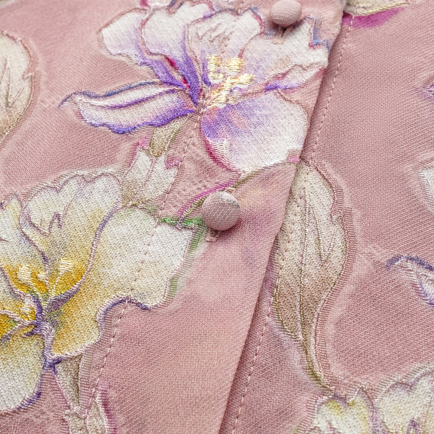 "Imperial Garden Teatime” 義大利手繪真絲面料特殊剪裁國風襯衫