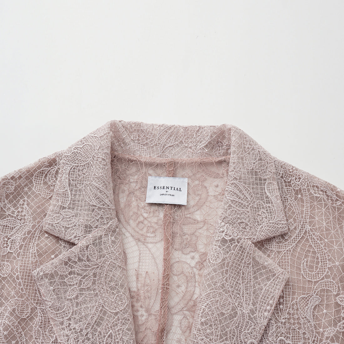 “Weekend At Monaco."鏤雕浮紋織花蕾絲oversized西裝外套—Misty Rose薄霧玫瑰