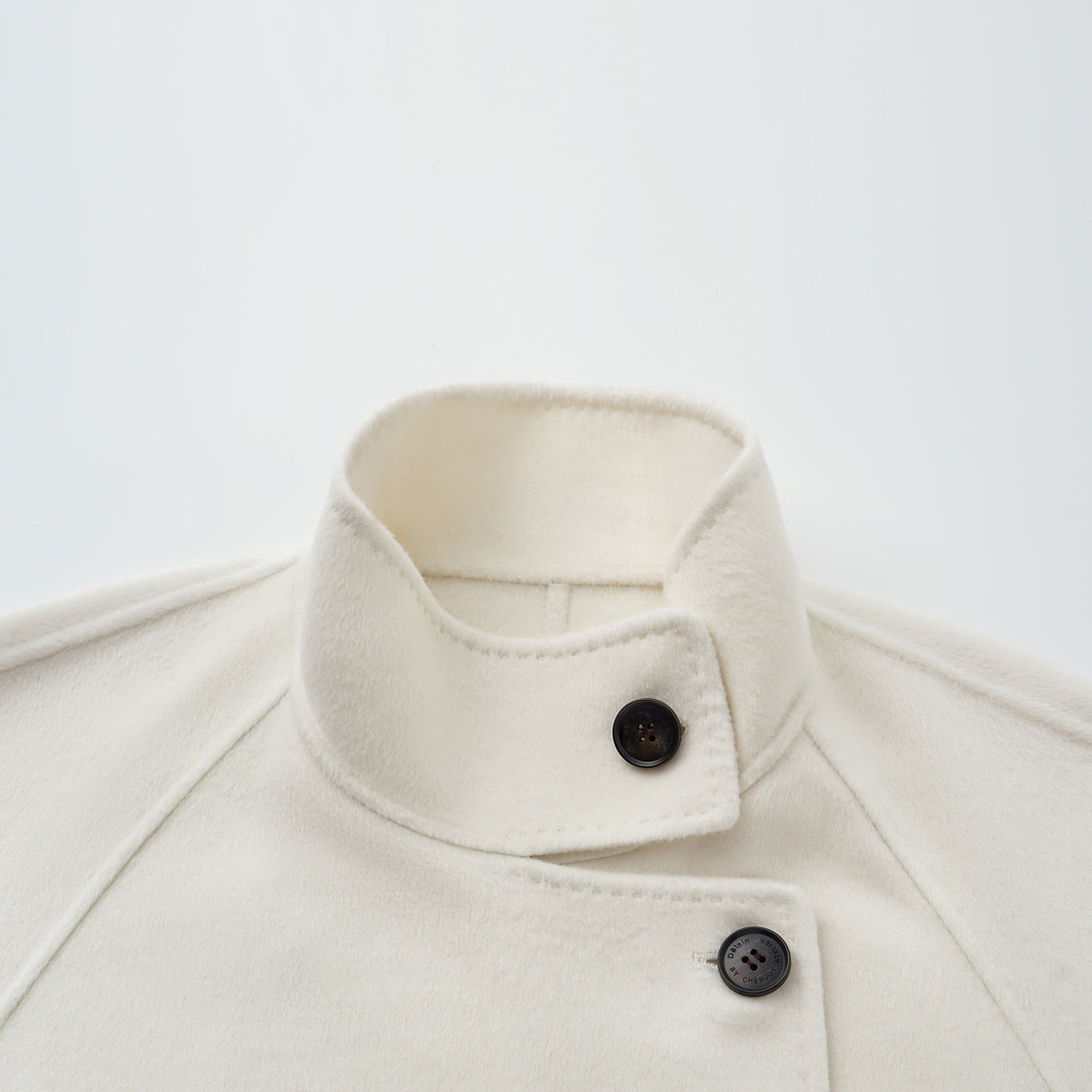 “Winter Diary” 100%Cashmere 雙面長絨工藝立領側扣長大衣—Arctic Miste雪原白境