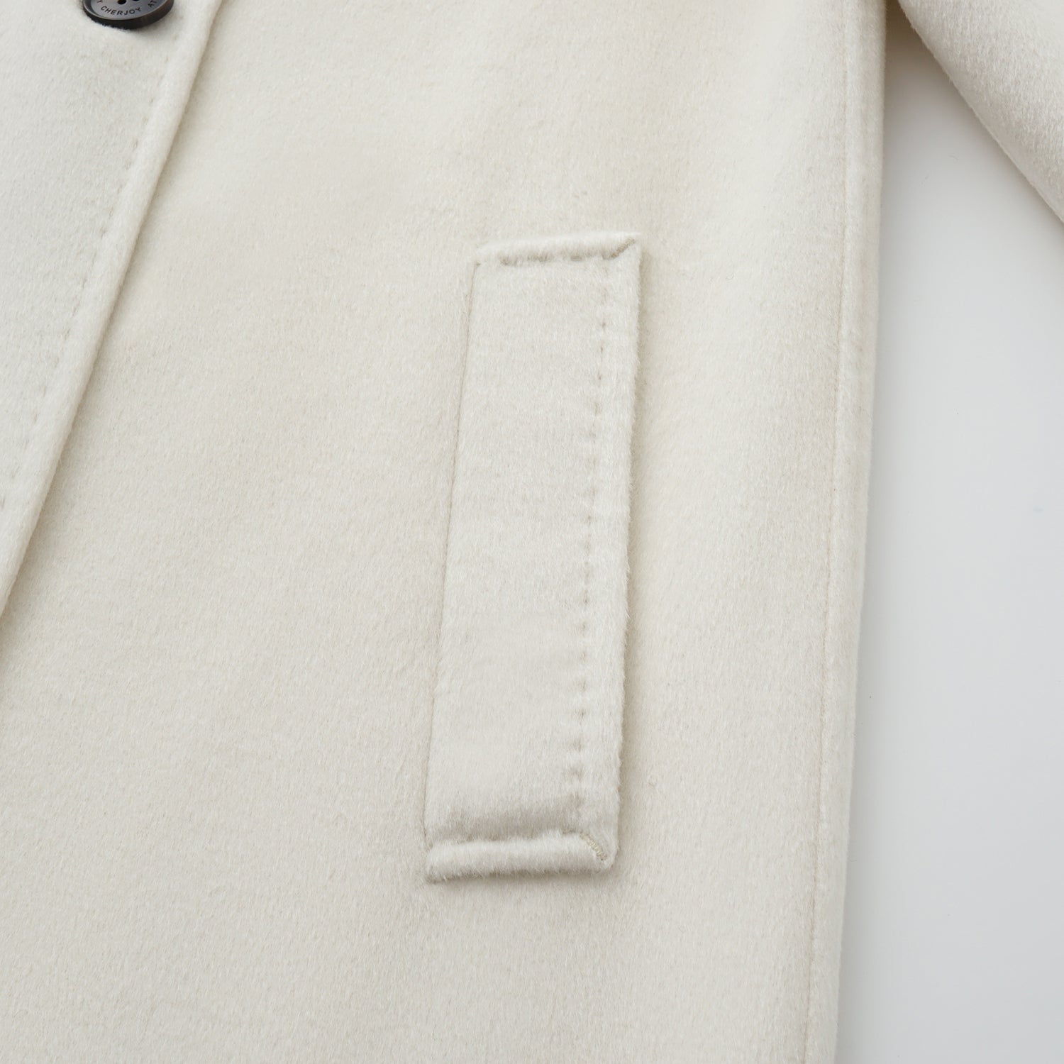 “Winter Diary” 100%Cashmere 雙面長絨工藝立領側扣長大衣—Arctic Miste雪原白境