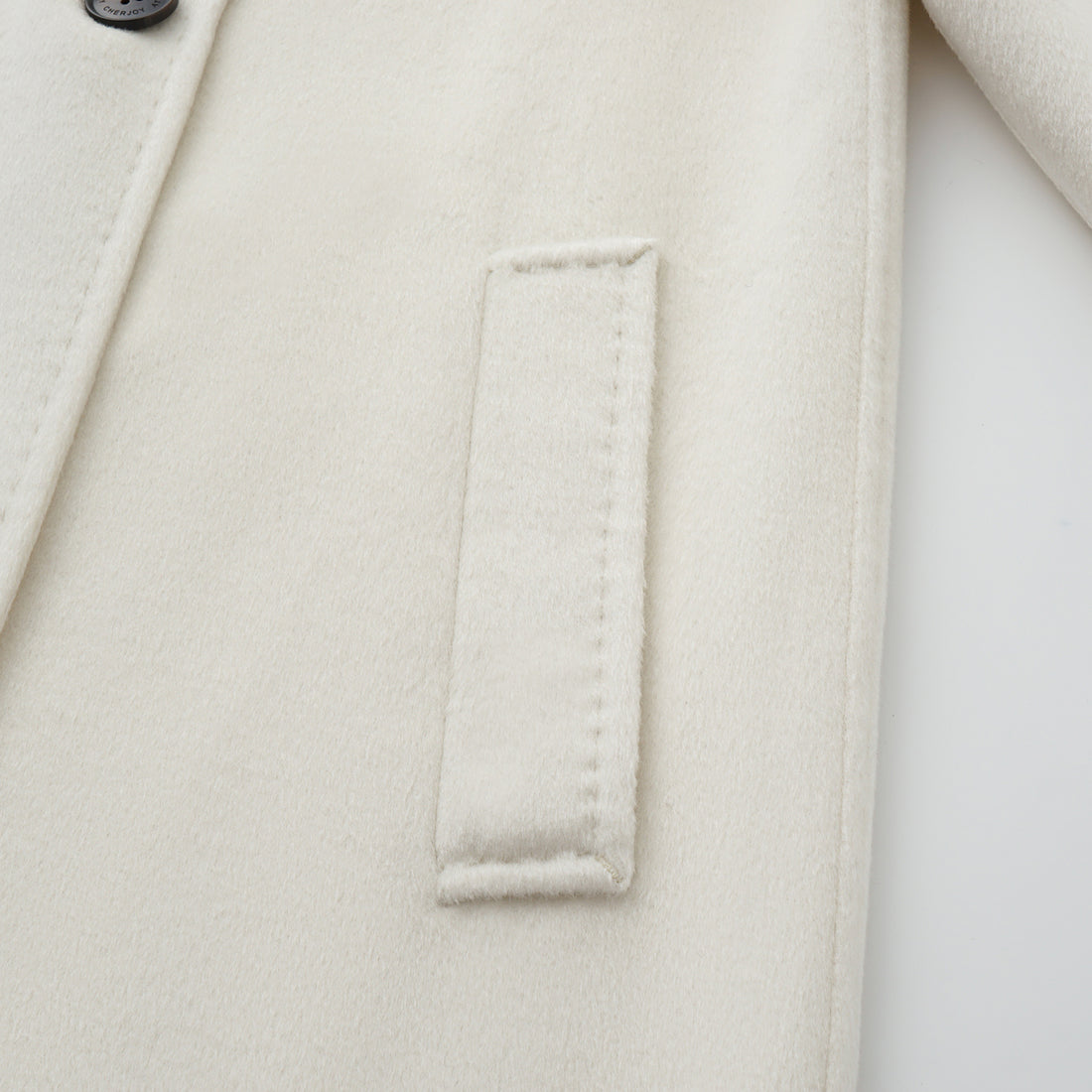 “Winter Diary” 100%Cashmere 雙面長絨工藝立領側扣長大衣—Arctic Miste雪原白境