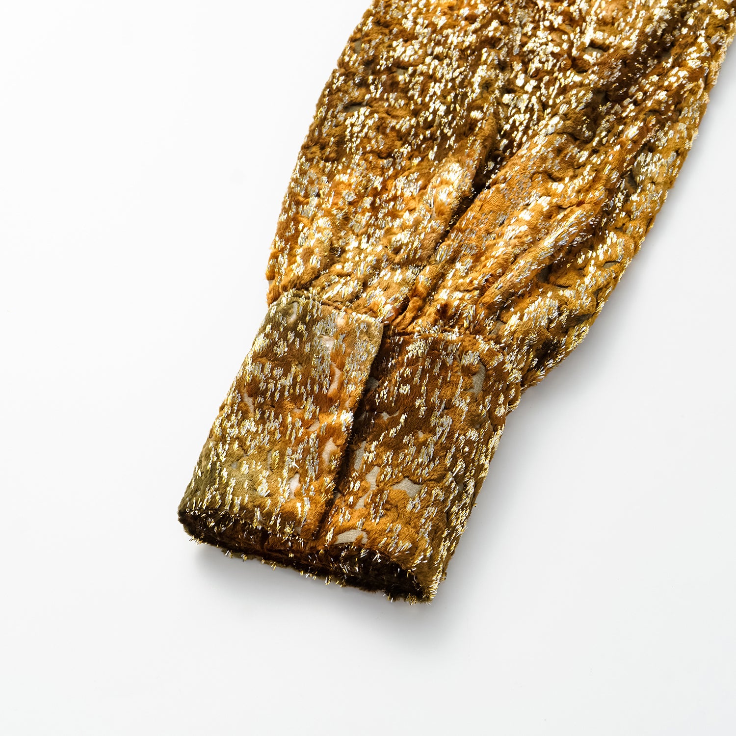 "Imperial Garden Teatime" Silk Velvet Chinese Style Shirt - Late Autumn Amber 