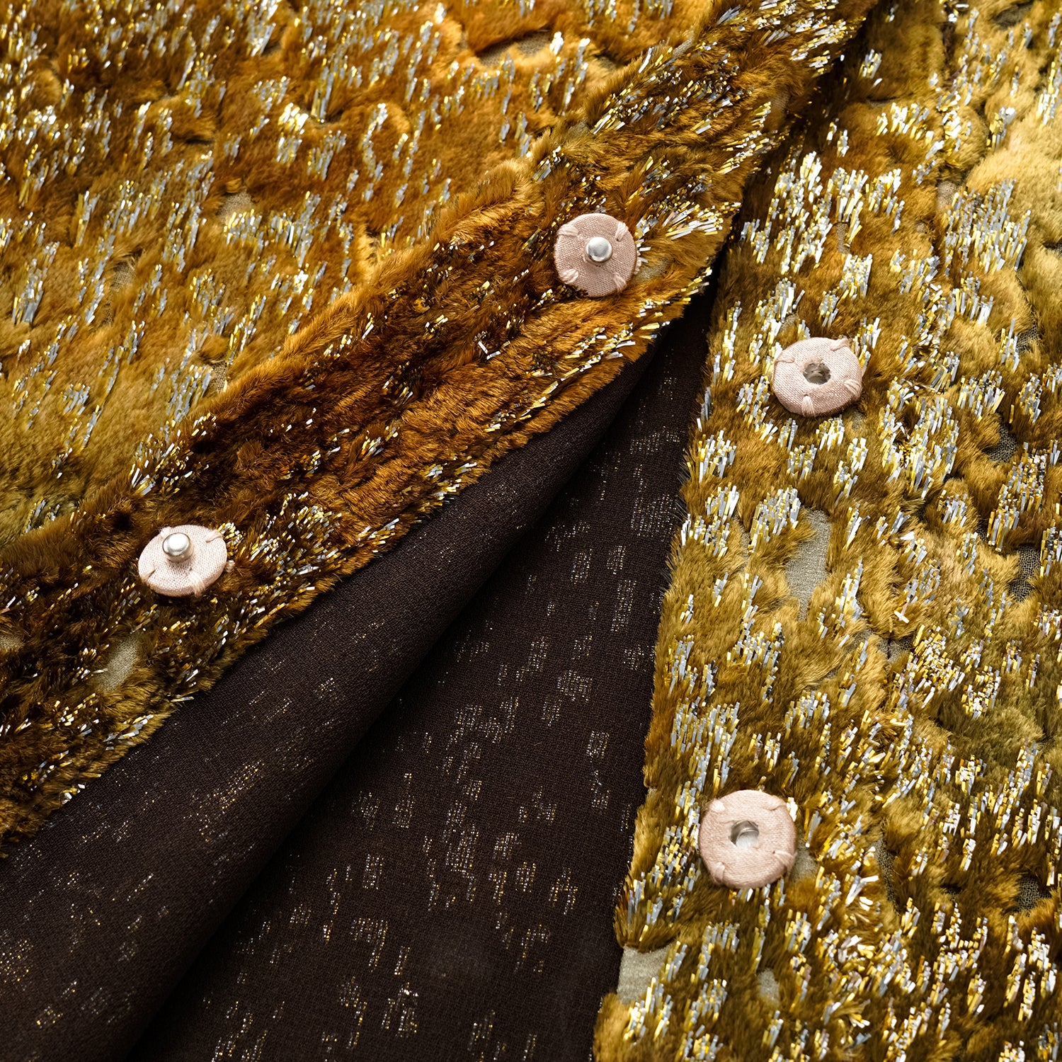 "Imperial Garden Teatime" Silk Velvet Chinese Style Shirt - Late Autumn Amber 