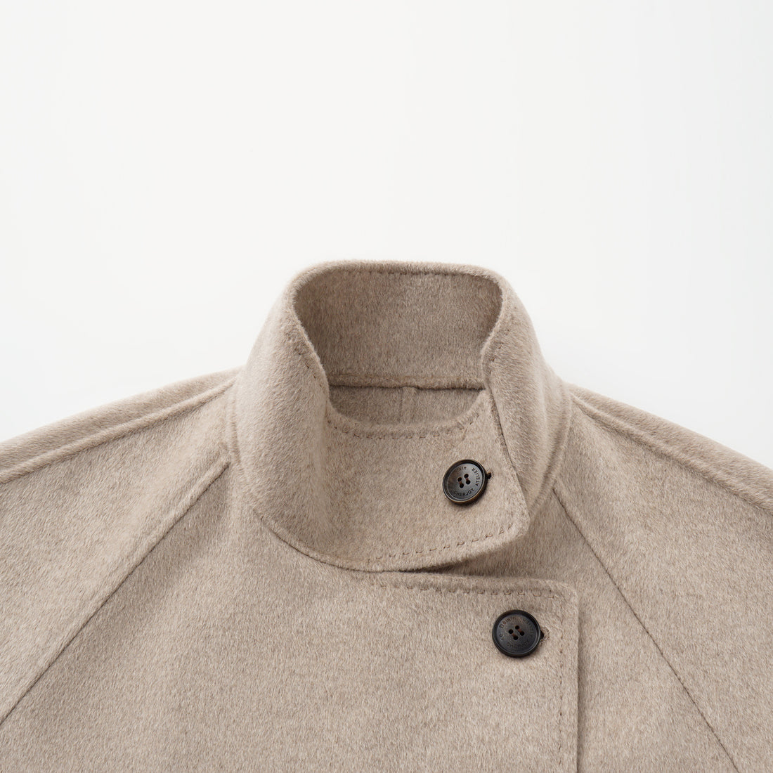 “Winter Diary” 100%Cashmere 雙面超細長絨工藝立領側扣長大衣—Twilight Sand 初冬暖砂