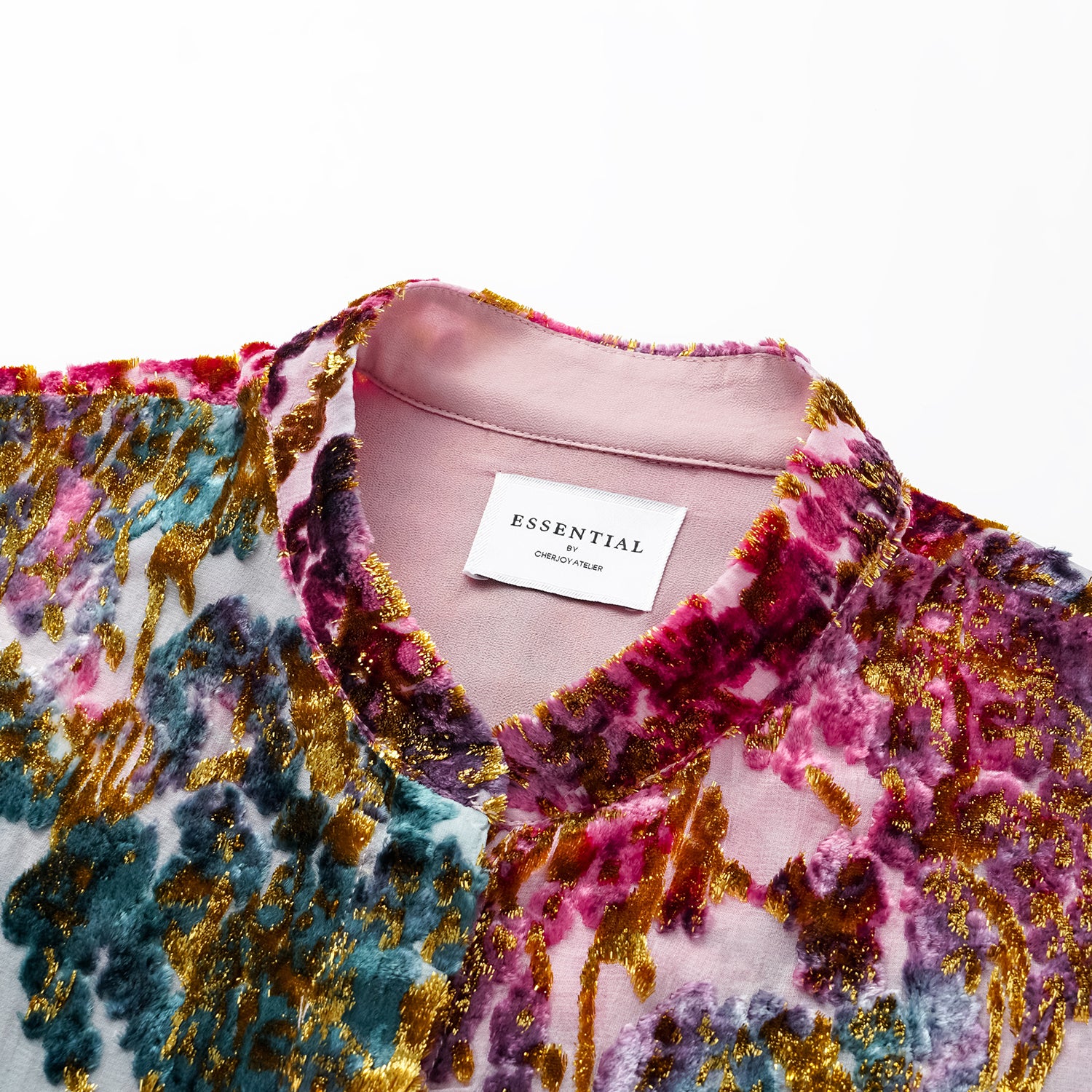 "Imperial Garden Teatime” 真絲絲絨國風襯衫—醉胭脂