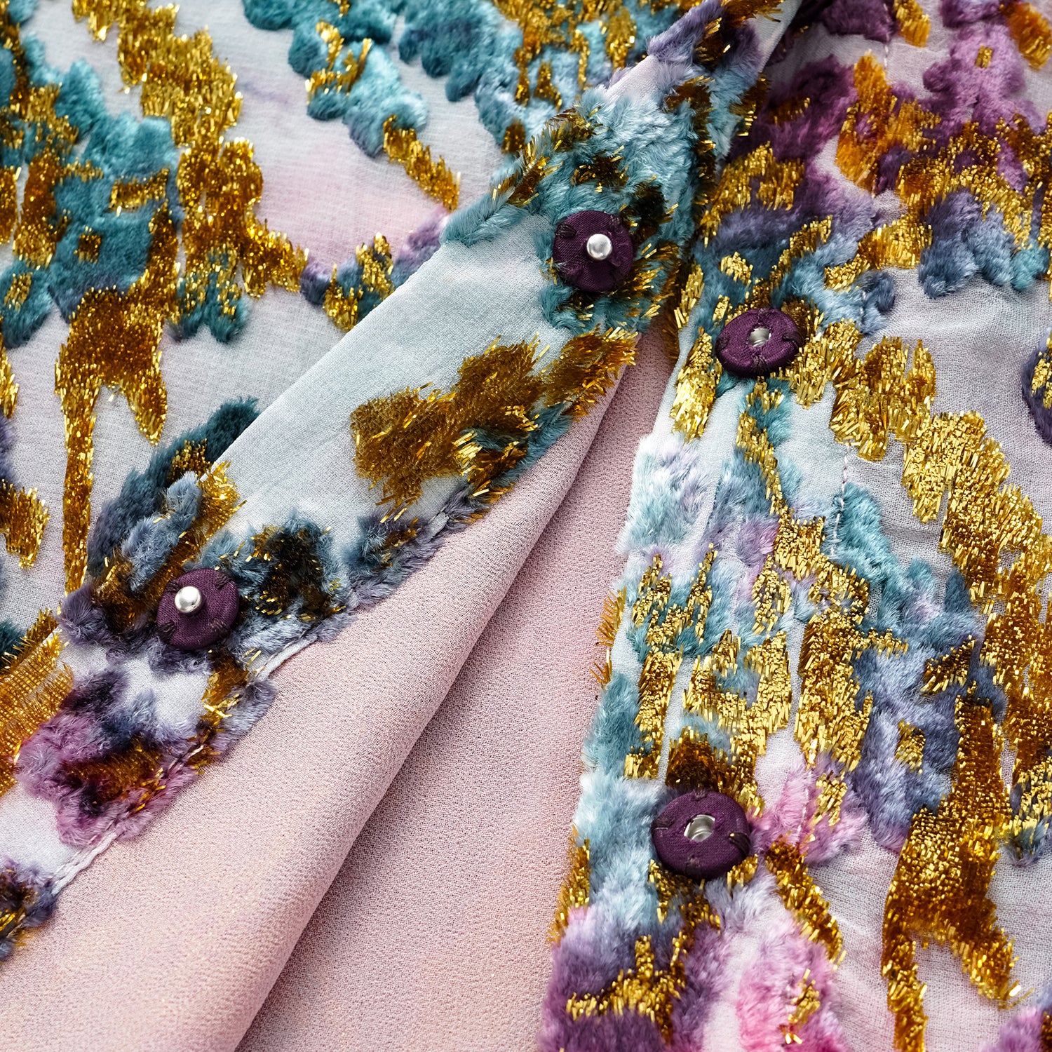 "Imperial Garden Teatime” 真絲絲絨國風襯衫—醉胭脂