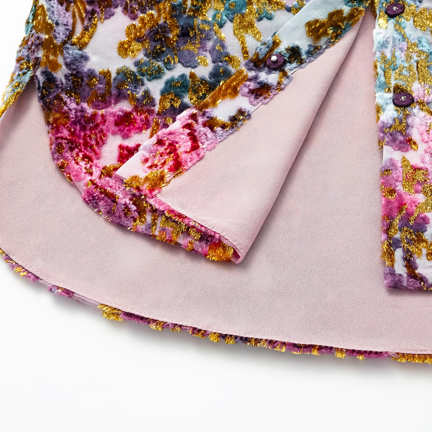 "Imperial Garden Teatime” 真絲絲絨國風襯衫—醉胭脂