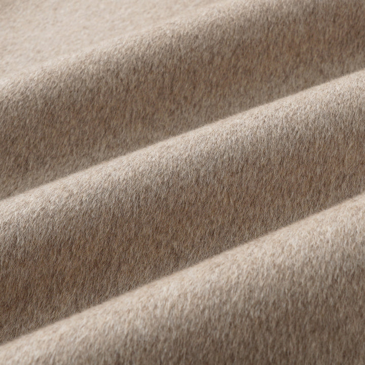 “Winter Diary” 100%Cashmere 雙面超細長絨工藝立領側扣長大衣—Twilight Sand 初冬暖砂