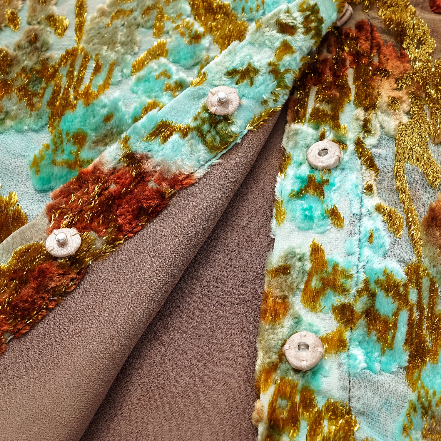 "Imperial Garden Teatime" Silk Velvet Chinese Style Shirt - Cuiyan 