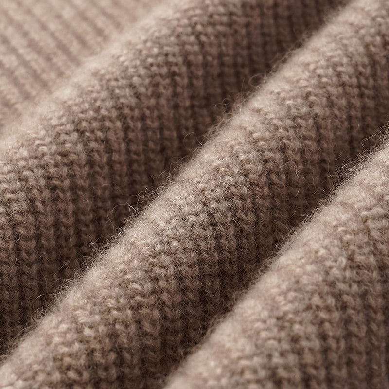 “Winter Diary” 100% Cashmere 高領拼接造型外套—Earl Grey