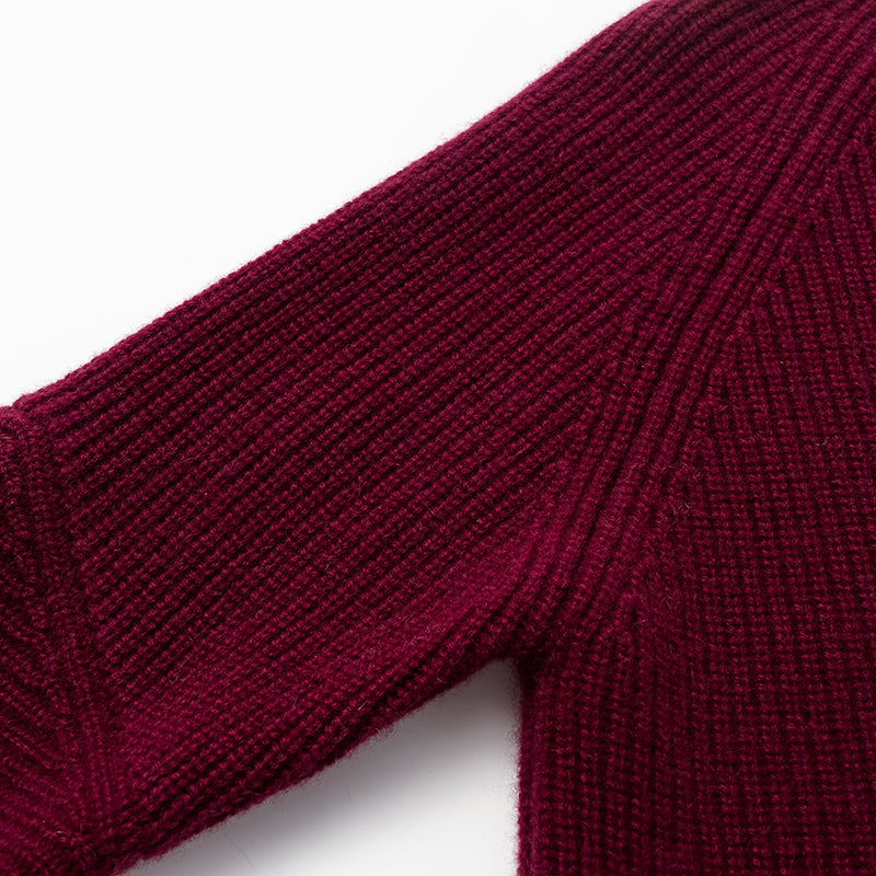 “Winter Diary” 100%Cashmere 高領拼接造型外套—Raspberry Jam