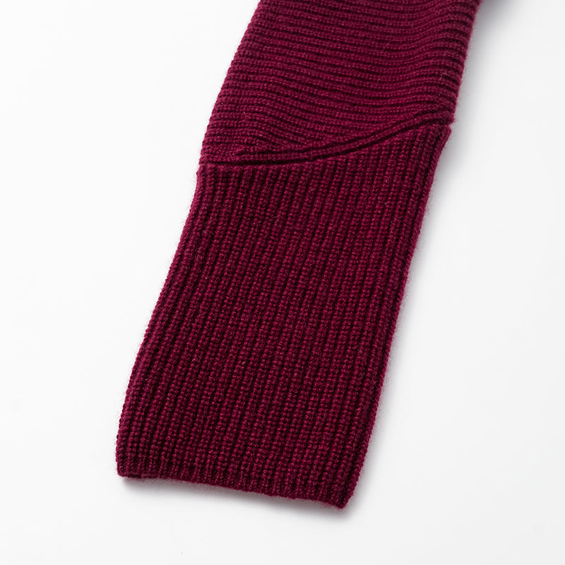 “Winter Diary” 100%Cashmere 高領拼接造型外套—Raspberry Jam