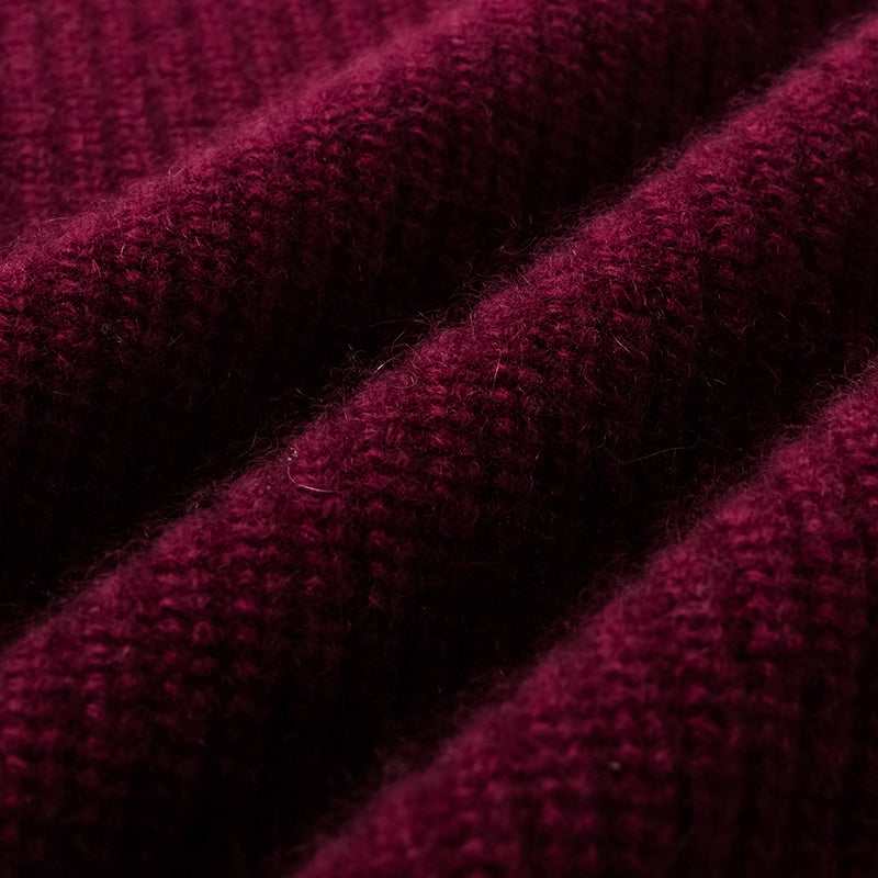 “Winter Diary” 100%Cashmere 高領拼接造型外套—Raspberry Jam