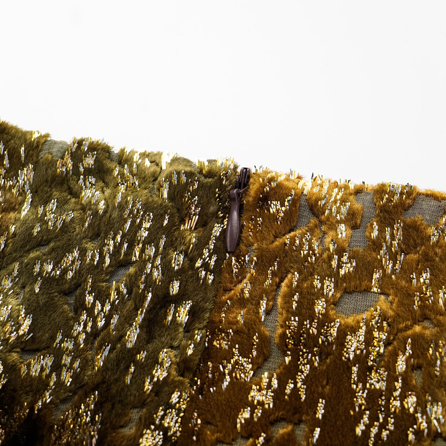 "Imperial Garden Teatime" Silk Velvet Chinese Style Pencil Skirt - Late Autumn Amber 