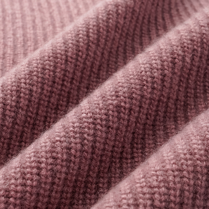 “Winter Diary” 100% Cashmere 高領拼接造型外套—Strawberry Macaron