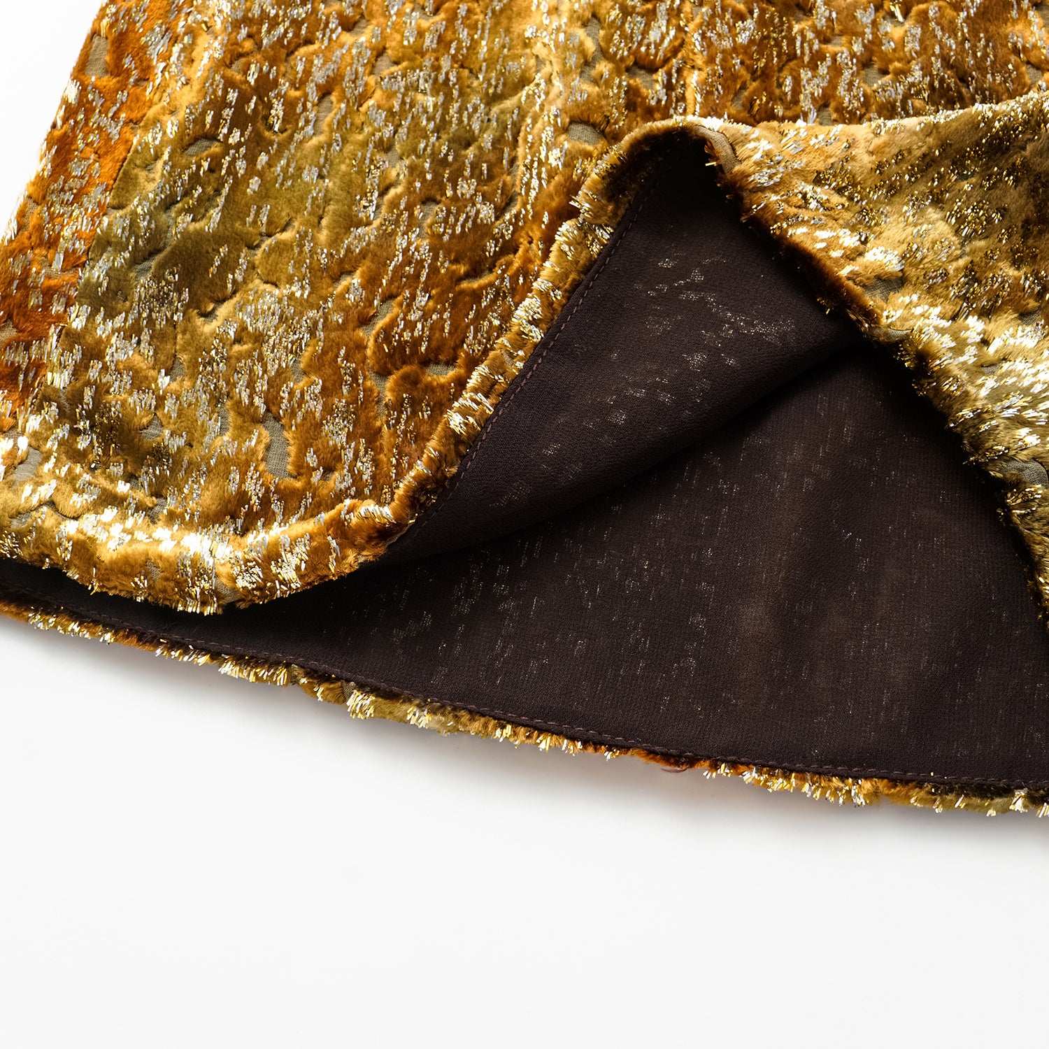 "Imperial Garden Teatime" Silk Velvet Chinese Style Shorts - Late Autumn Amber 