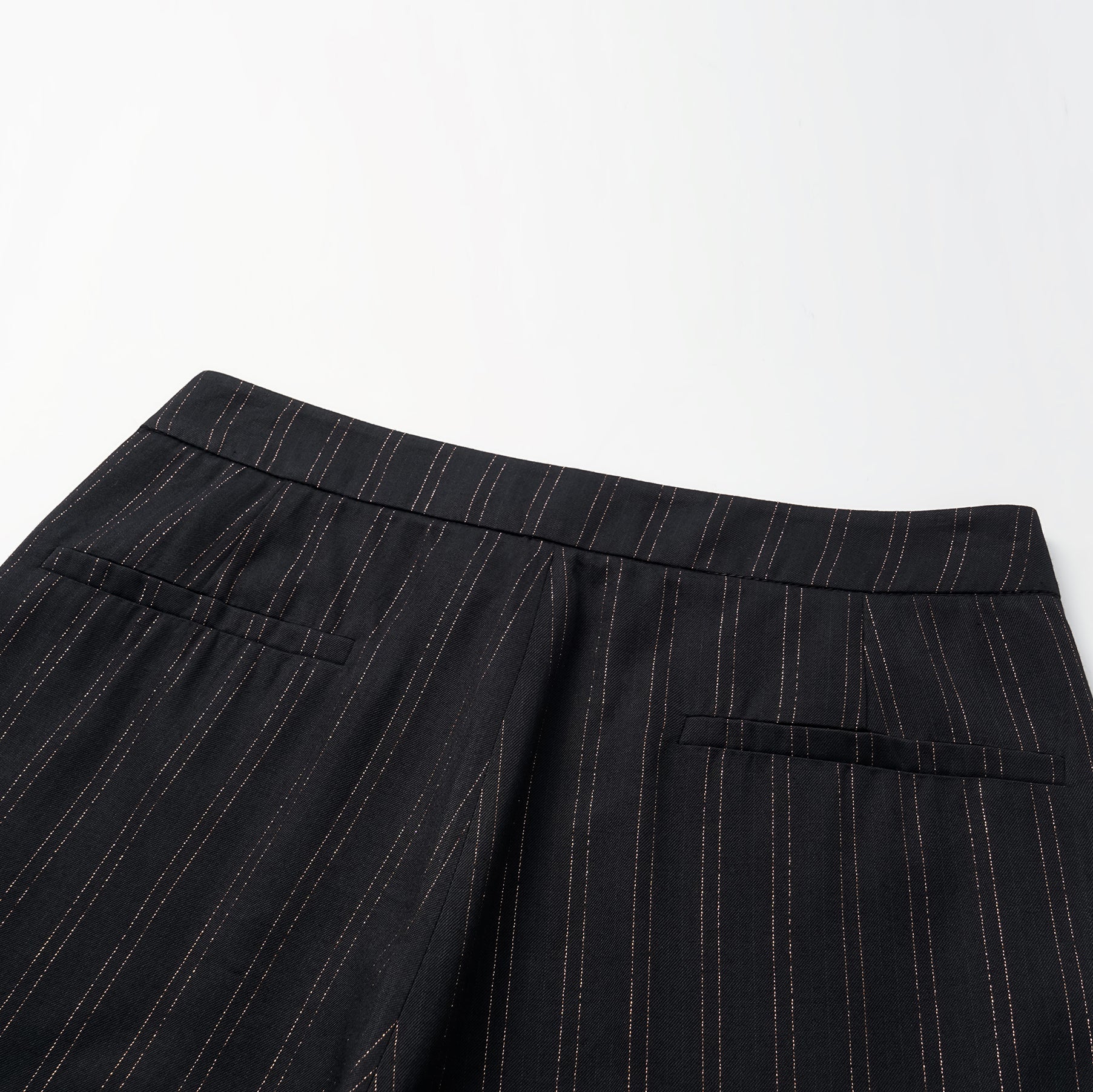 "Speak Sleek." 義大利織金工藝直條喇叭褲—Indigo