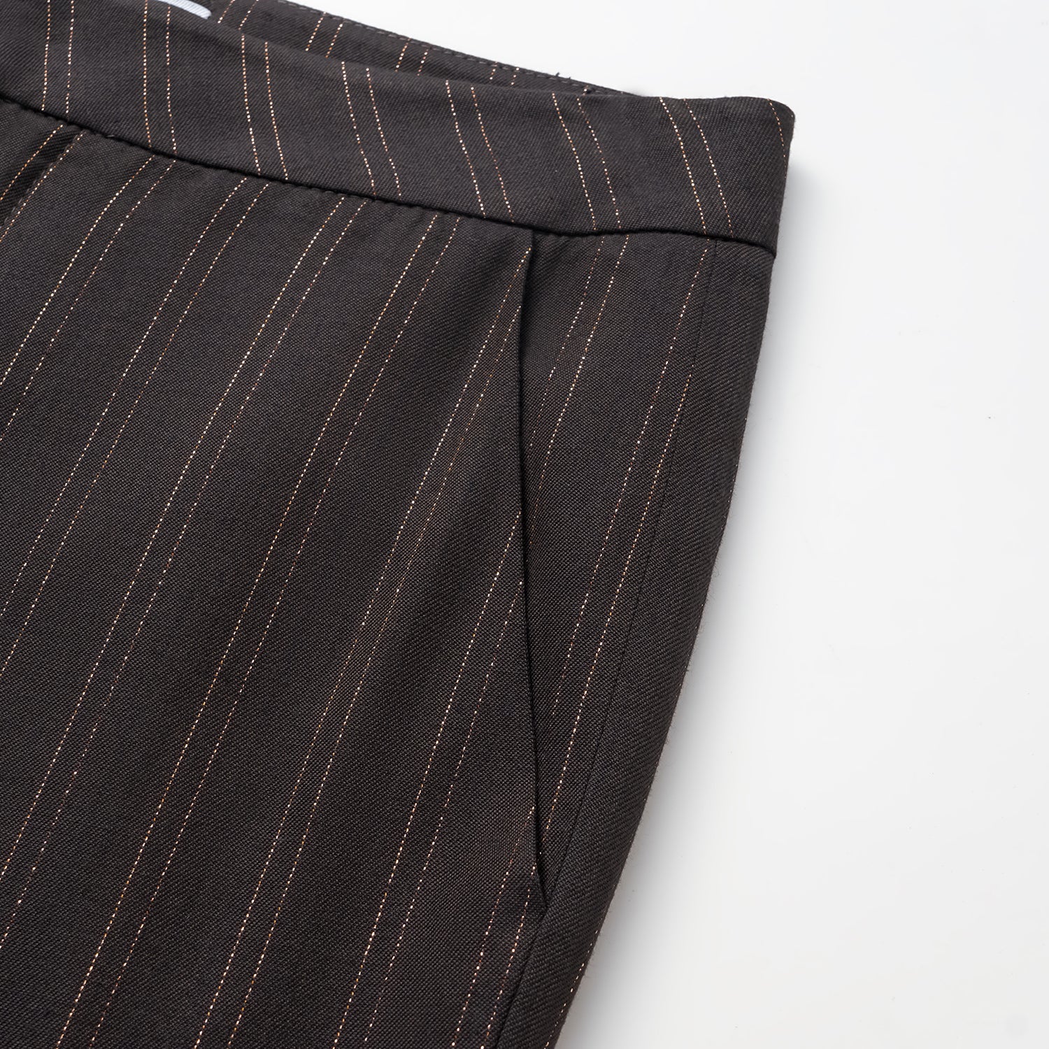 "Speak Sleek." 義大利織金工藝直條喇叭褲—Ink