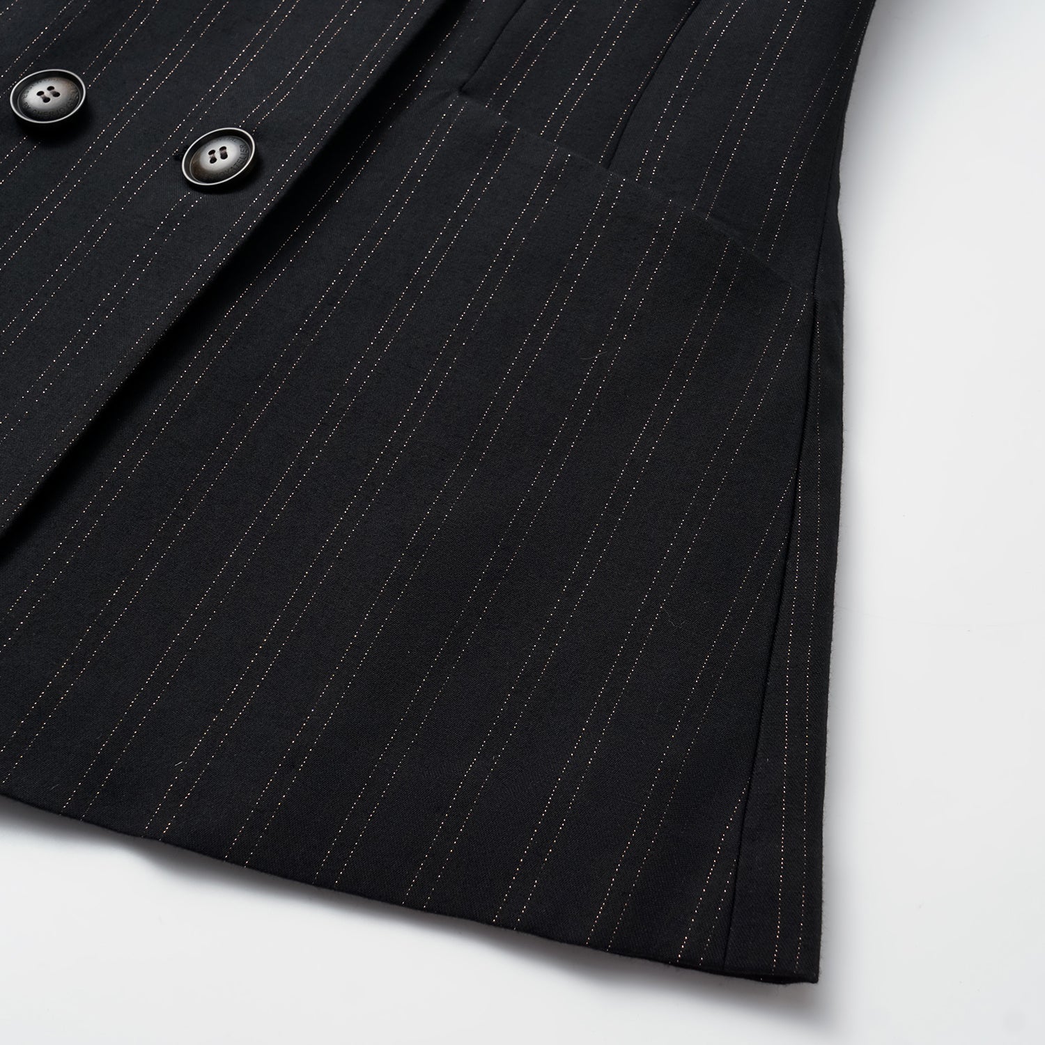 "Speak Sleek." 義大利織金工藝直條立體剪裁西裝外套—Indigo