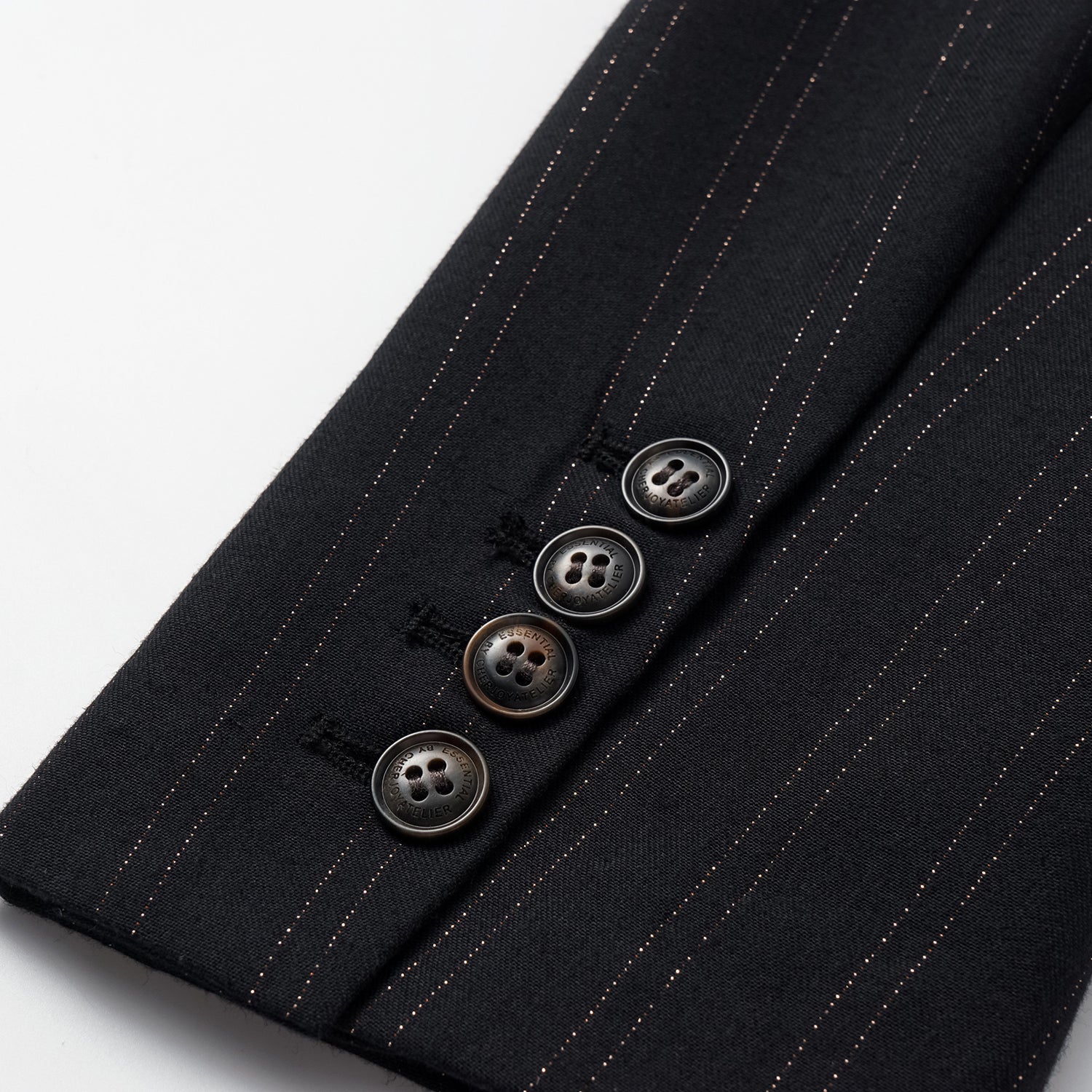 "Speak Sleek." 義大利織金工藝直條立體剪裁西裝外套—Indigo