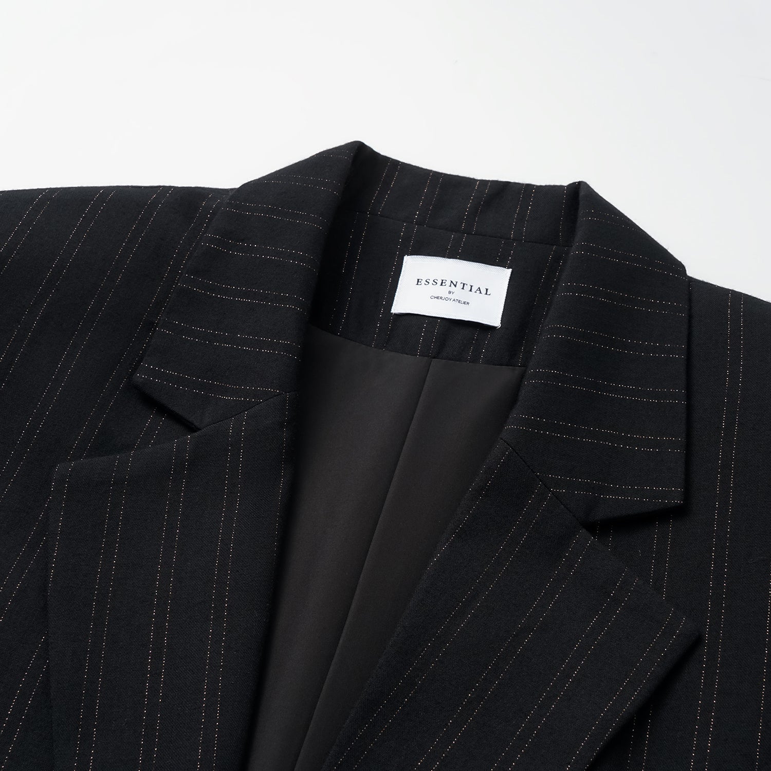 "Speak Sleek." 義大利織金工藝直條oversized西裝外套—Indigo