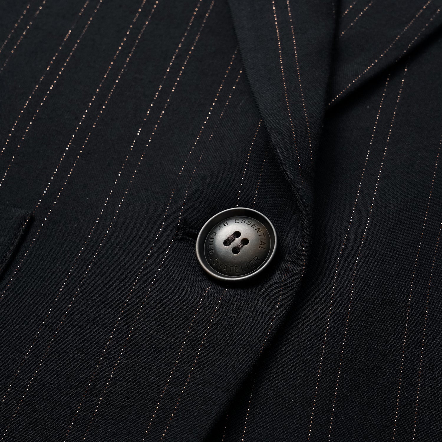 "Speak Sleek." 義大利織金工藝直條oversized西裝外套—Indigo