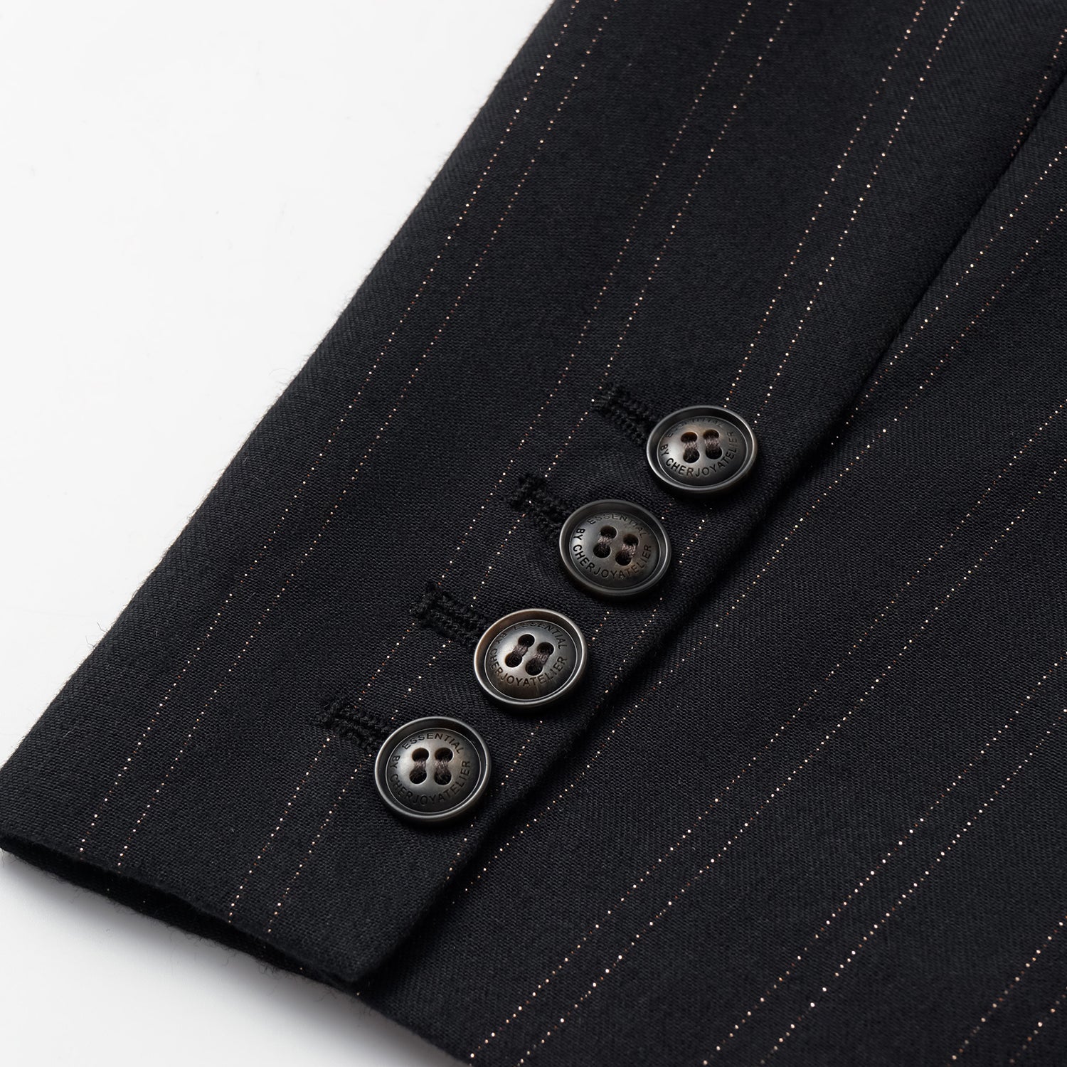 "Speak Sleek." 義大利織金工藝直條oversized西裝外套—Indigo